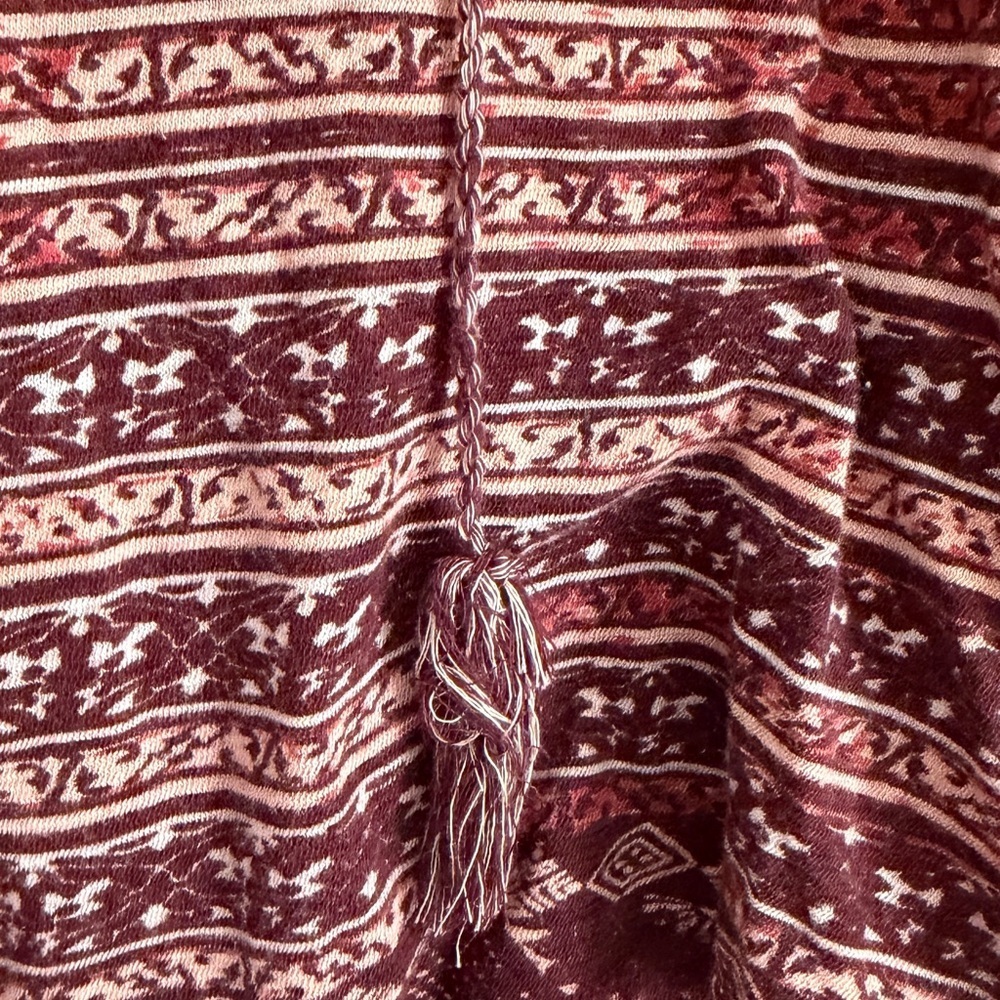 Lucky Brand Boho Peasant Blouse Women’s Size M Long Sleeve Burgundy Printed Top - Picture 7 of 11